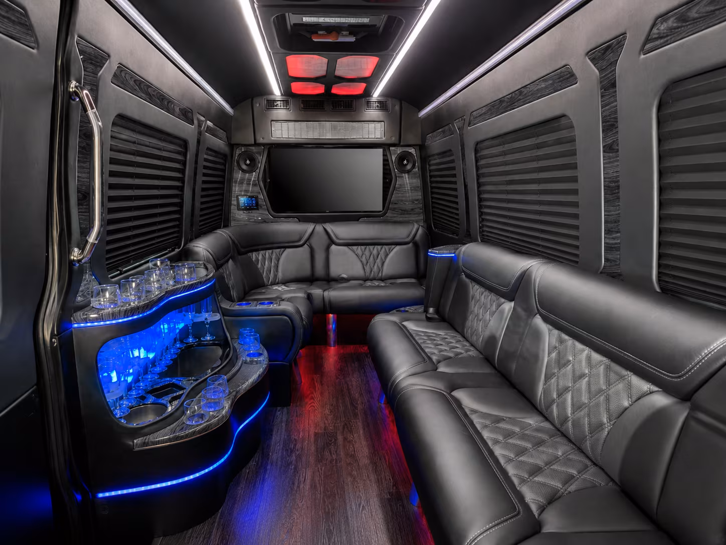 pasadena 30 passenger party bus inside