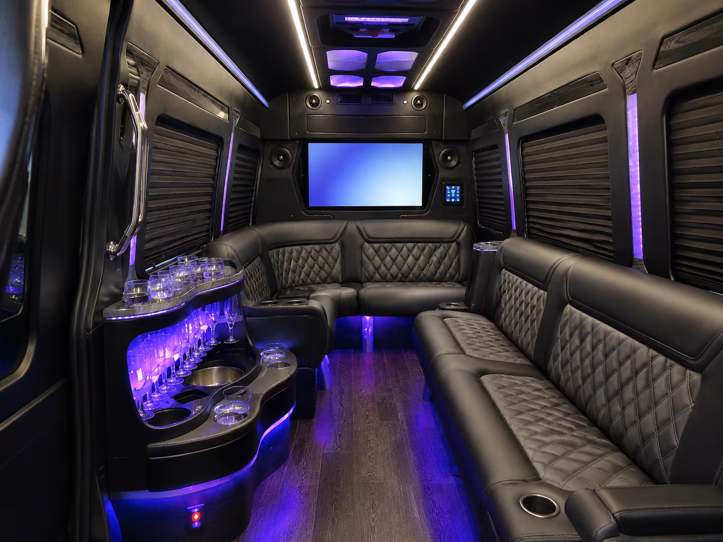pasadena 50 passenger party bus inside